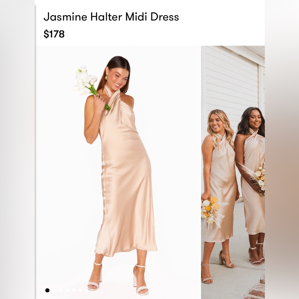 Jasmine Halter Dress Midi- Show me your mumu- Satin Lux